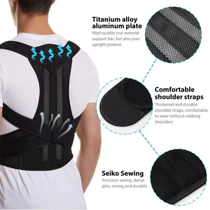 1 Reinforced Belt Lumbar Column Posture Corrector Vest Adjustable Back Support Strap Shoulder Spine Brace Neck Stretcher Trainer