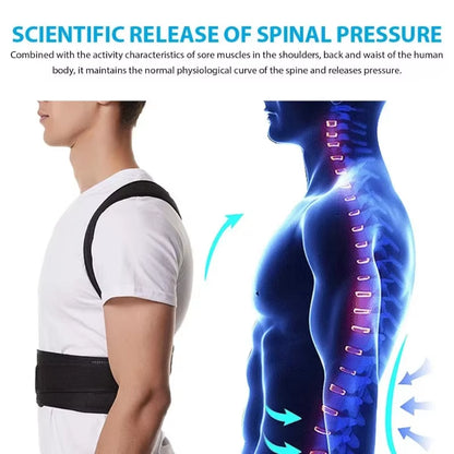 1 Reinforced Belt Lumbar Column Posture Corrector Vest Adjustable Back Support Strap Shoulder Spine Brace Neck Stretcher Trainer
